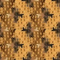 Modern abstract gold brown 3d vector seamless pattern. Ornamenta