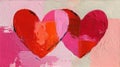 Modern Abstract Hearts in Red and Pink Tones with Painterly Texture Royalty Free Stock Photo