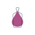 Modern abstract illustration with bottle liquor with purple blob. Linear outline sign. Logo illustration on white background. Royalty Free Stock Photo