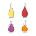 Modern abstract illustration with bottles champagne red wine liquor whiskey and color blobs. Linear outline sign. Logo icon on Royalty Free Stock Photo