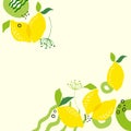 Modern abstract lemon art vector leaves background.