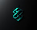 A modern abstract logo design featuring a teal intertwined shape against a dark background symbolizing unity and creativity Royalty Free Stock Photo
