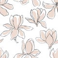 Modern abstract Magnolia flowers background. Floral Seamless pattern. Pastel scandinavian colors palette. Textile composition, h Royalty Free Stock Photo