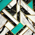 Modern abstract marbled background, marble mosaic, turquoise, agate stone texture, granite, jasper. Ornamental black white gold Royalty Free Stock Photo