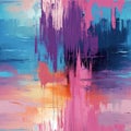 Modern abstract painting with blue and pink dripping in tonalist color scheme (tiled)