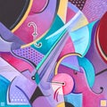 Modern abstract painting on a musical theme, hand painted, colourfull