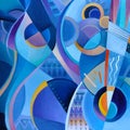 Modern abstract painting on a musical theme, hand painted, colourfull oil painting Royalty Free Stock Photo