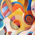 Modern abstract painting on a musical theme, hand painted, colourfull