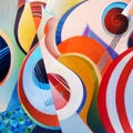 Modern abstract painting on a musical theme, hand painted, colourfull