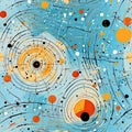 Modern abstract painting with swirling circles and dots (tiled)