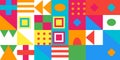 Modern Abstract Pattern with Colorful Stripes Dots and Geometric Shapes in a Structured Grid Layout Royalty Free Stock Photo