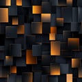 A modern abstract pattern featuring a mix of black and orange squares that creates a dynamic and visually engaging background