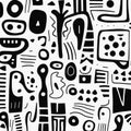 Abstract Organic Shapes: A Blackandwhite Pattern With Expressive Characters