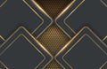 Modern abstract realistic black background with gold metal element. Geometric illustration of carbon sliced Royalty Free Stock Photo