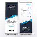 modern abstract roll up with blue waves vector illustration
