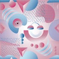 Modern Abstract Seamles Pattern in pink and blue colors. Vector gradient elements and shapes