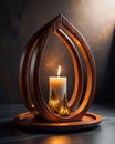 Modern abstract arch shaped candle holder with lighted Christmas trees