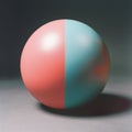 Two-Tone Minimalist Sphere in Coral and Teal Royalty Free Stock Photo