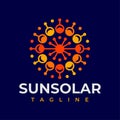 Modern abstract sun solar panel circle logo design Royalty Free Stock Photo