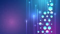 Modern abstract technology background with glowing hexagons, vertical light beams, and blue-purple gradient, representing digital Royalty Free Stock Photo