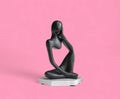 Modern Abstract Thinker Sculpture on Pink Background Royalty Free Stock Photo