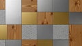 Modern Texture Tile Pattern: Wood, Metal, Concrete Abstract Background Royalty Free Stock Photo