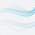 Modern abstract transparent futuristic web swoosh wave collection. Three blue transparent isolated separate lines layout