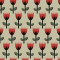 Modern abstract tulips on beige background seamless pattern Royalty Free Stock Photo
