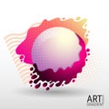 Modern abstract vector banner. Form of liquid and spray. Flat geometric shapes and volumetric elements. Vector sphere. Royalty Free Stock Photo