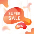 Modern abstract vector banner. SUPER SALE 50% OFF, Flat geometric liquid. Modern vector template, Template for the design of a