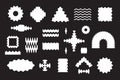 Modern Abstract wavy flat solid and blank white random odd shapes icons set design elements on black