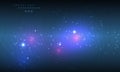 Modern abstract web banner with colorful abstract bright rounded lines on blue background for concept design. Color