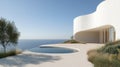 A modern abstract white concrete architecture 3D render with an empty cement floor and minimal exterior, designed for Royalty Free Stock Photo