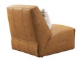 Modern adjustable brown leather upholstery chair with fur pillow. 3d render