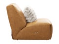 Modern adjustable brown leather upholstery chair with fur pillow. 3d render