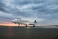 Modern advanced private business jet ready to take off