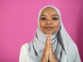 African Muslim woman makes traditional prayer to God Royalty Free Stock Photo