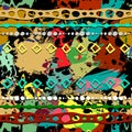 Modern african style bright border seamless pattern. Colorful brush strokes, doodle lines, dots, abstract shapes. Tribal ethnic Royalty Free Stock Photo