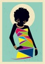 Modern African Woman with afro silhouette front view