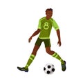 Modern afro american soccer player make a dribble