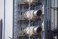 Modern agricultural grain drying complex, close up