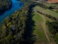 Modern agriculture along the banks of the Catawba River in South Carolina