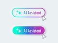 Modern AI assistant Button. 3D push button. AI stars. Artificial intelligence technology concept. Chat with AI. UI UX design, Royalty Free Stock Photo
