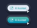 Modern AI assistant Button. 3D push button. AI stars. Artificial intelligence technology concept. Chat with AI. UI UX design, Royalty Free Stock Photo