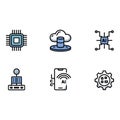 Modern AI Technology Icons Cloud Computing Microchip Smart Device Artificial Intelligence System Data Processing Gear Royalty Free Stock Photo