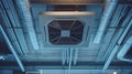 Modern Air Conditioning Unit Installation in Large Industrial Building with Central HVAC System Royalty Free Stock Photo