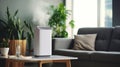 Modern air purifier creates a healthy indoor environment. AI Generated