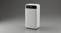 Modern white air purifier device on a neutral gray background clean air technology concept Royalty Free Stock Photo
