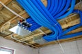 Modern air ventilation system installation in the new building Royalty Free Stock Photo