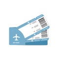 Modern airline travel boarding pass two tickets.